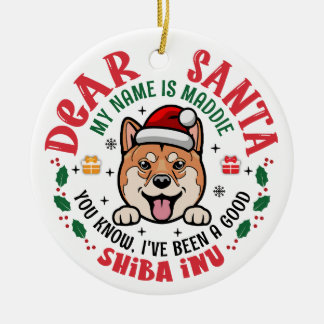 Personlig Shiba Inu Hund Round Julgransprydnad Keramik