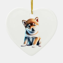 Personlig Shiba Inu Puppy Julgransprydnad Keramik