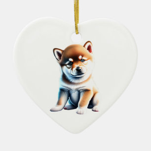 Personlig Shiba Inu Puppy Julgransprydnad Keramik