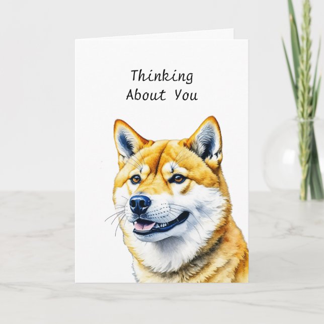Personlig Shiba Inu tänker på dig Kort (Framsida)