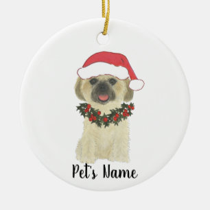 Personlig Shih Tsu (Blonde Tan Golden) Julgransprydnad Keramik