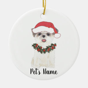 Personlig Shih Tzu (Brown & White) Julgransprydnad Keramik