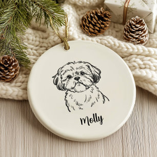 Personlig Shih Tzu Hund Jul Julgransprydnad Keramik