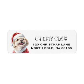 Personlig Shih Tzu Hund Jul Returadress Etikett