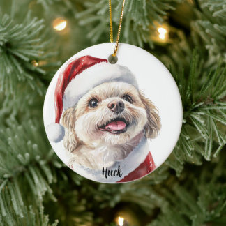 Personlig Shih Tzu Jul Hund Julgransprydnad Keramik