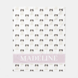 Personlig Shih Tzu (Svart & Vit) Tan & Vit Fleecefilt