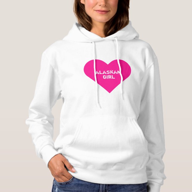 Personlig Shock rosa Alaska Girl Heart T Shirt (Framsida)