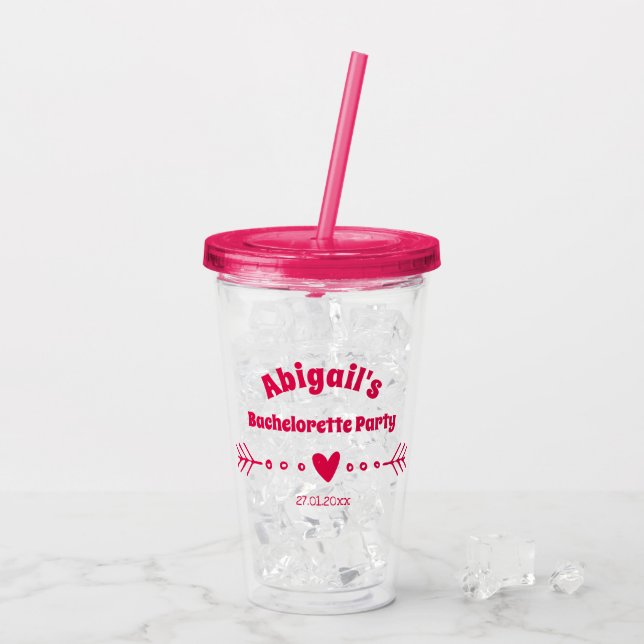 Personlig Shock rosa Bachelorette/Brudens sida Take Away Mugg (Baksida Ice)