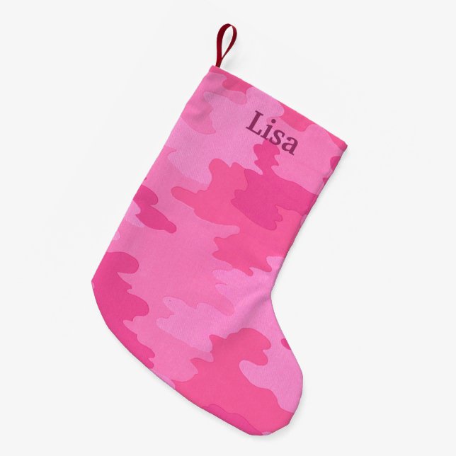 Personlig Shock rosa Camo-julklapp Liten Julstrumpa (Framsidan (Hängande))