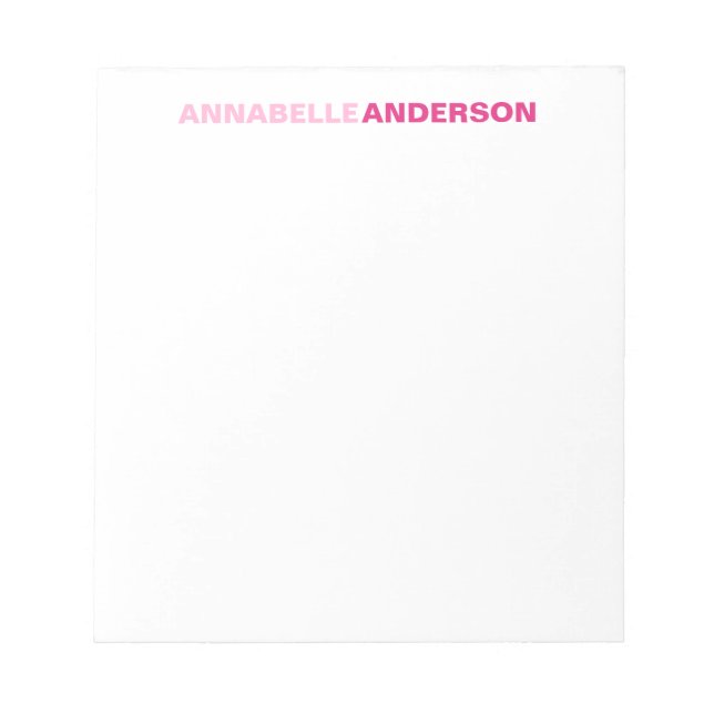 Personlig Shock rosa Chic fet stil för hennes Namn Anteckningsblock (Framsida)