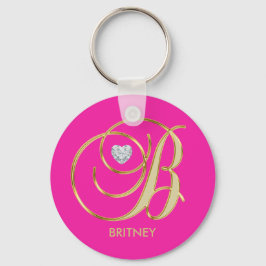 Personlig Shock rosa Guld Monogrammed Brev B Nyckelring