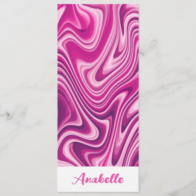 Personlig Shock rosa Liquid Marble Bookmark (Framsida)