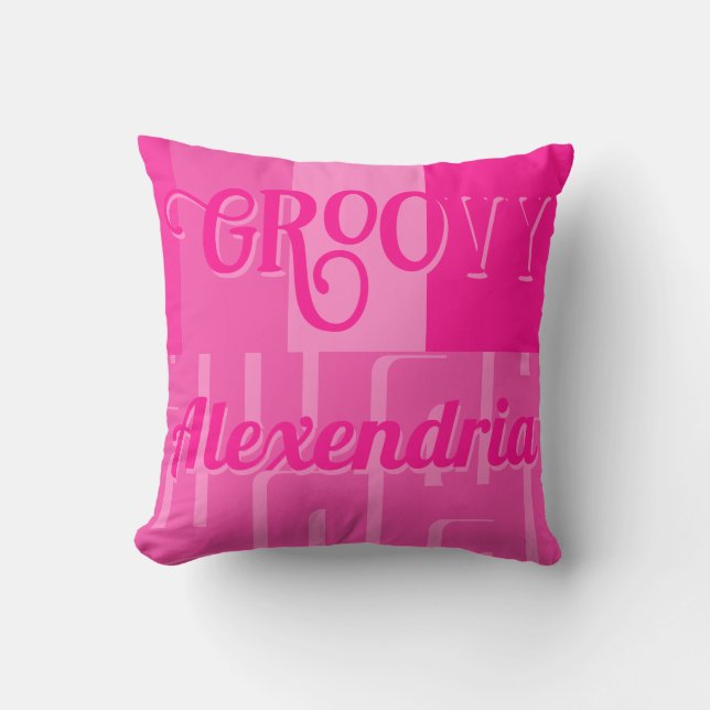 Personlig Shock rosa Retro Mönster Dekorativ kudde (Framsida)