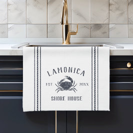 Personlig Shore House för marint och vitt Rustic C Kökshandduk