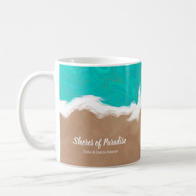 Personlig Shores of Paradise Strandstad Kaffemugg (Vänster)