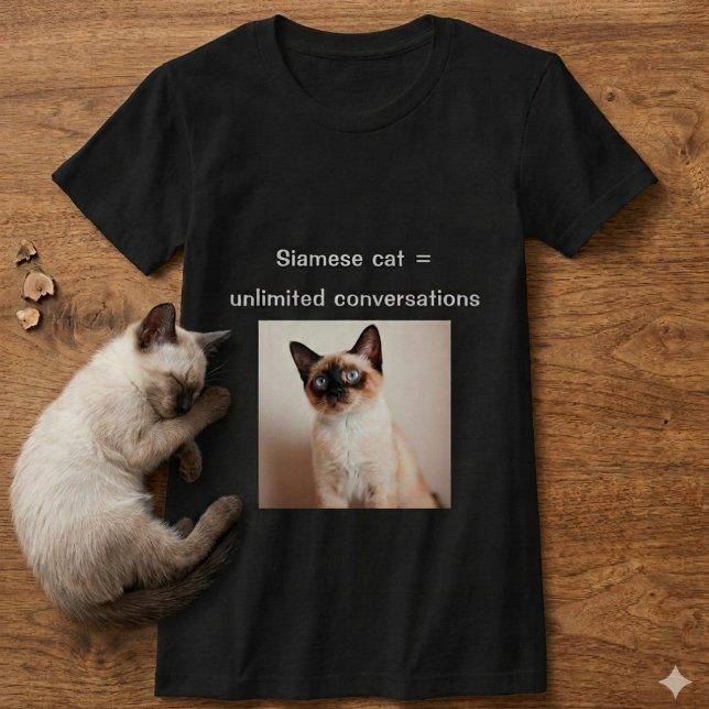 Personlig Siamkatts T-shirt (Black T-shirt for Siamese cat lovers)