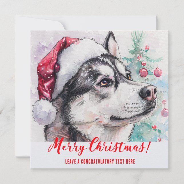 Personlig Siberian husky Helgdag Julkort (Framsida)