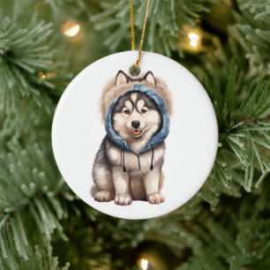 Personlig Siberian husky Hund Art Julgransprydnad Keramik