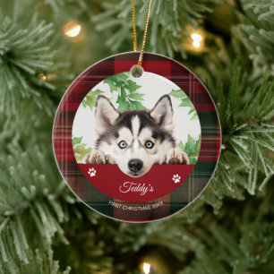 Personlig Siberian Husky Jul Julgransprydnad Keramik