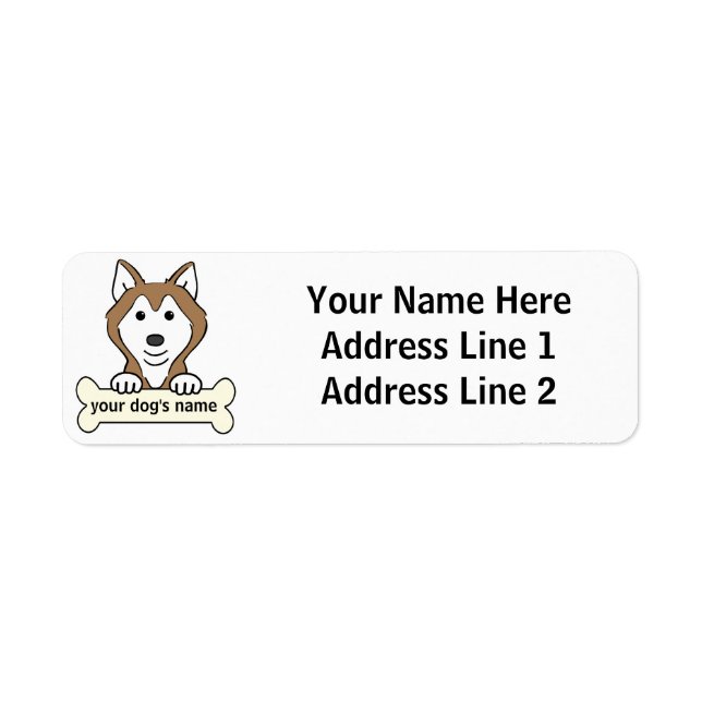 Personlig Siberian husky Returadress Etikett (Framsidan)