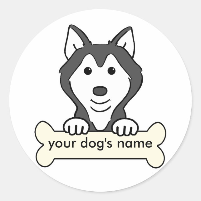Personlig Siberian husky Runt Klistermärke (Framsida)