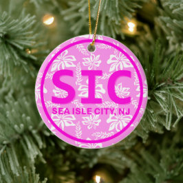 Personlig SIC Sea Isle City New jersey NJ Rosa Julgransprydnad Keramik