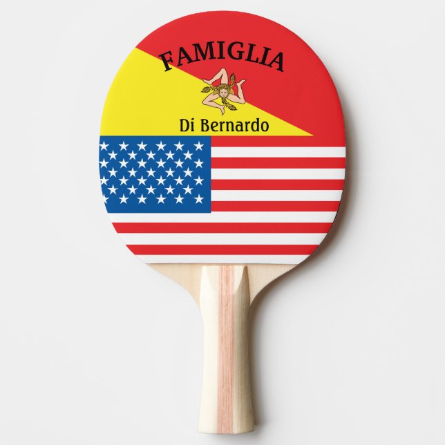 Personlig Sicilian-American Flagga Pingisracket (Framsidan)