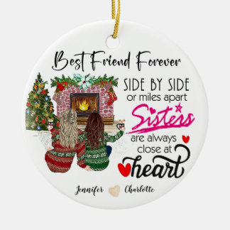 Personlig sida vid sida eller skild från sida julgransprydnad keramik