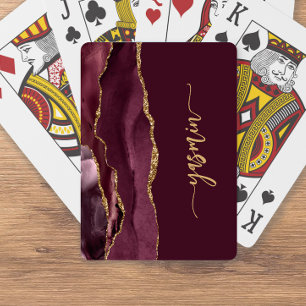 Personlig signatur Burgundy guld Agate Casinokort