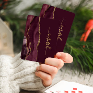 Personlig signatur Burgundy guld Agate Casinokort
