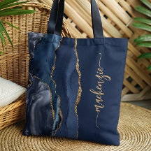 Personlig signatur Navy Blue Gold Agat