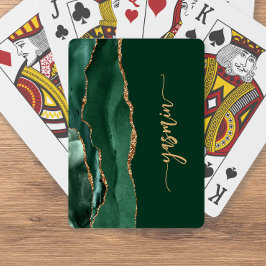 Personlig signatur smaragdgrön guldagat casinokort