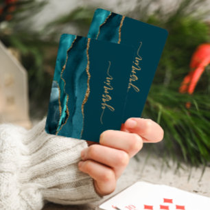Personlig signatur tealblå guldagate casinokort