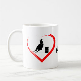 Personlig Silhouette Barrel Tävla Horse, Heart Kaffemugg