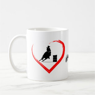 Personlig Silhouette Barrel Tävla Horse, Heart Kaffemugg