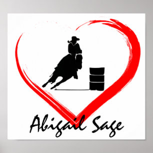 Personlig Silhouette Barrel Tävla Horse, Heart Poster