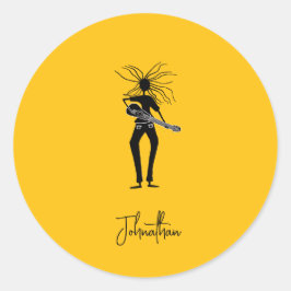 Personlig, Silhouette Guitarist Runt Klistermärke
