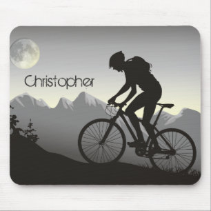 Personlig Silhouette Mountain Bike och Måne Musmatta