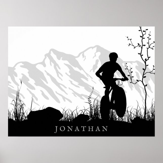 Personlig Silhouette Mountain Bike Poster (Framsidan)