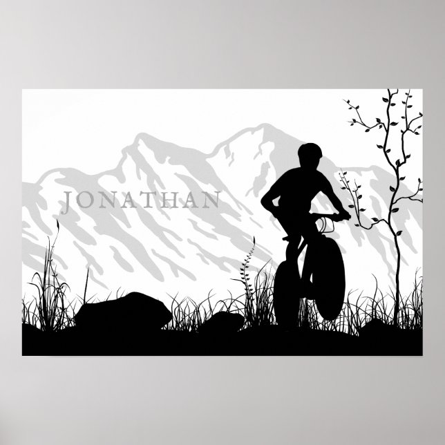 Personlig Silhouette Mountain Bike Poster (Framsidan)
