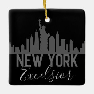 Personlig Silhouette New York Skyline Excelsior Julgransprydnad Keramik