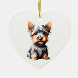 Personlig Silky Terrier Puppy Julgransprydnad Keramik