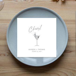 Personlig silver Cheers & Champagne bröllop Pappersservett