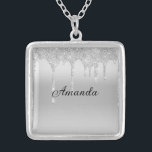 Personlig Silver-drivning Glitter Bridesmaid Silverpläterat Halsband<br><div class="desc">Personlig Silver,  Glitter Namn silver,  häckade halsband. En underbar gåva till henne eller till brudens sida.</div>