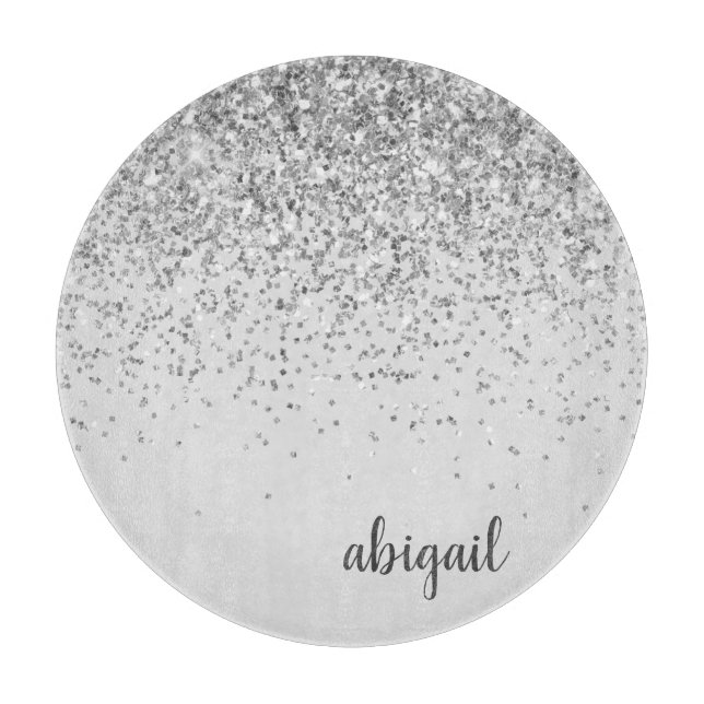 Personlig silver glitter modernt monogramnamn (Framsidan)