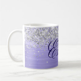 Personlig Silver Glitter Periwinkle Foil Kaffemugg