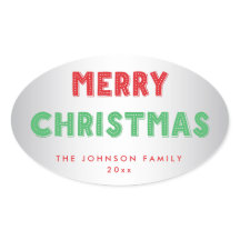 Personlig Silver God jul Oval Stickers