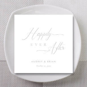 Personlig silver 'Happily Ever After' bröllop Pappersservett