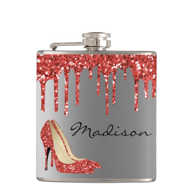 Personlig Silver Red Glitter driver höjdskor Fickplunta (Framsidan)