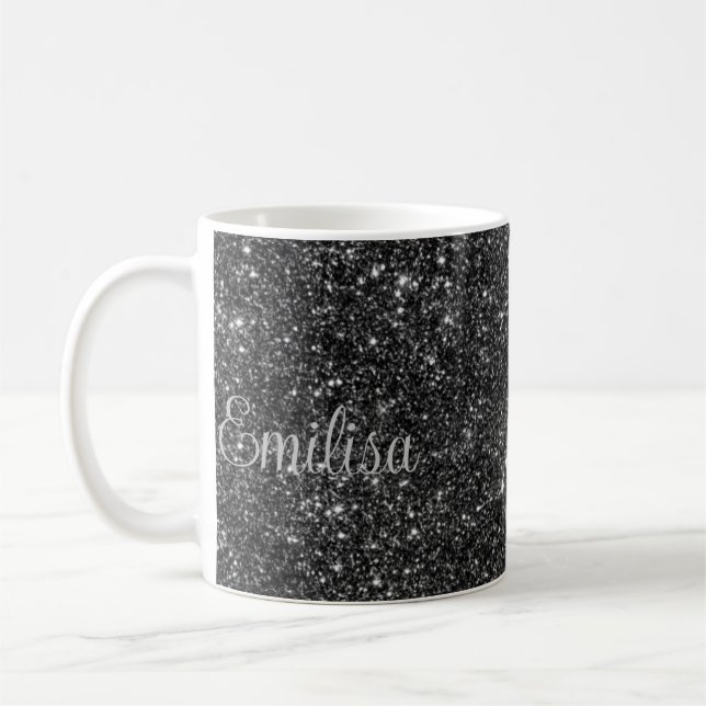 Personlig Silver Sparkly Namn keramisk Mugg (Vänster)